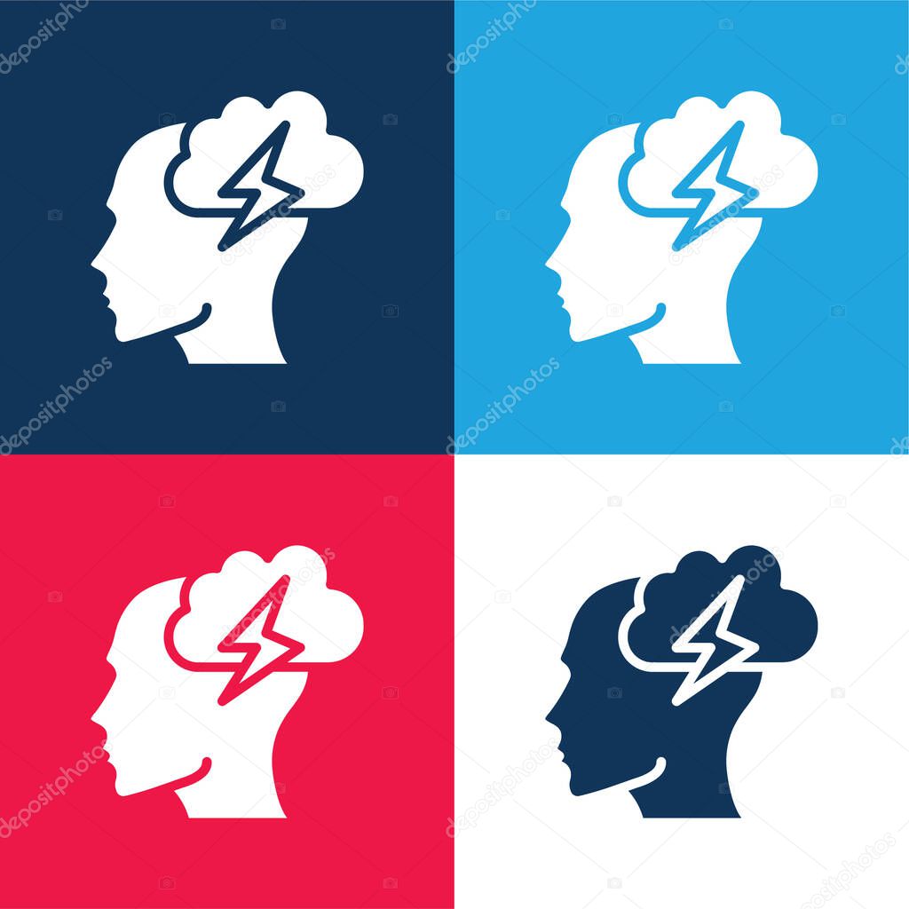 Brainstorm blue and red four color minimal icon set