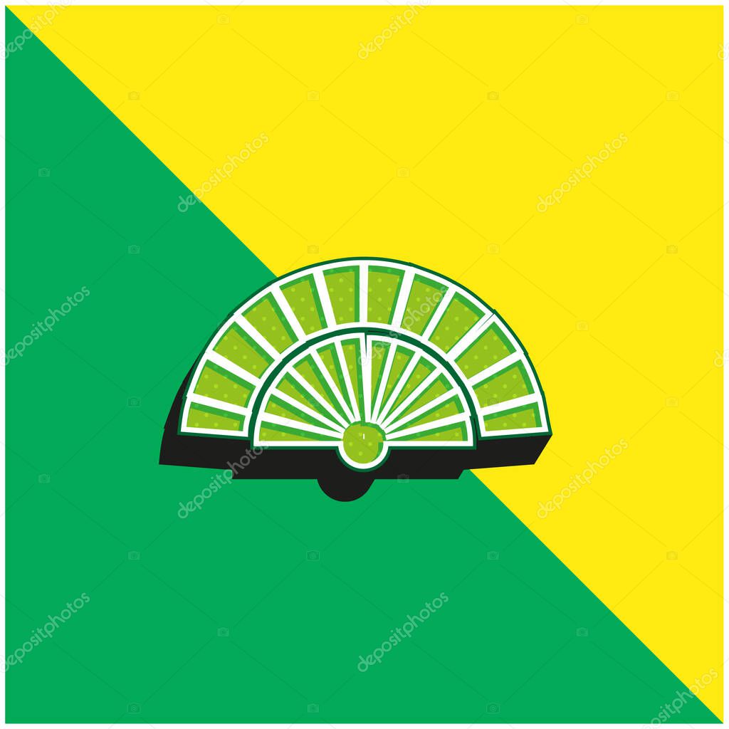 Black Flamenco Fan Green and yellow modern 3d vector icon logo