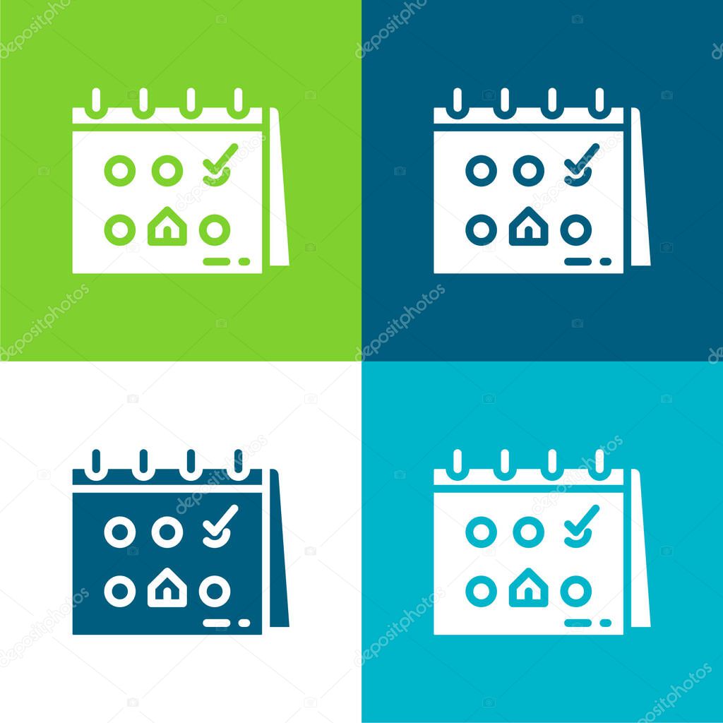 Booking Flat four color minimal icon set