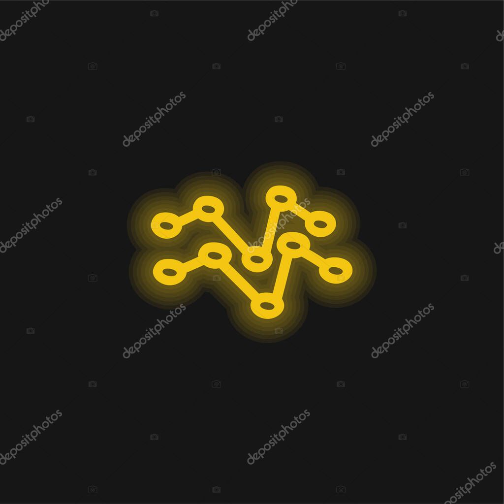 Analytics Hand Drawn Lines yellow glowing neon icon