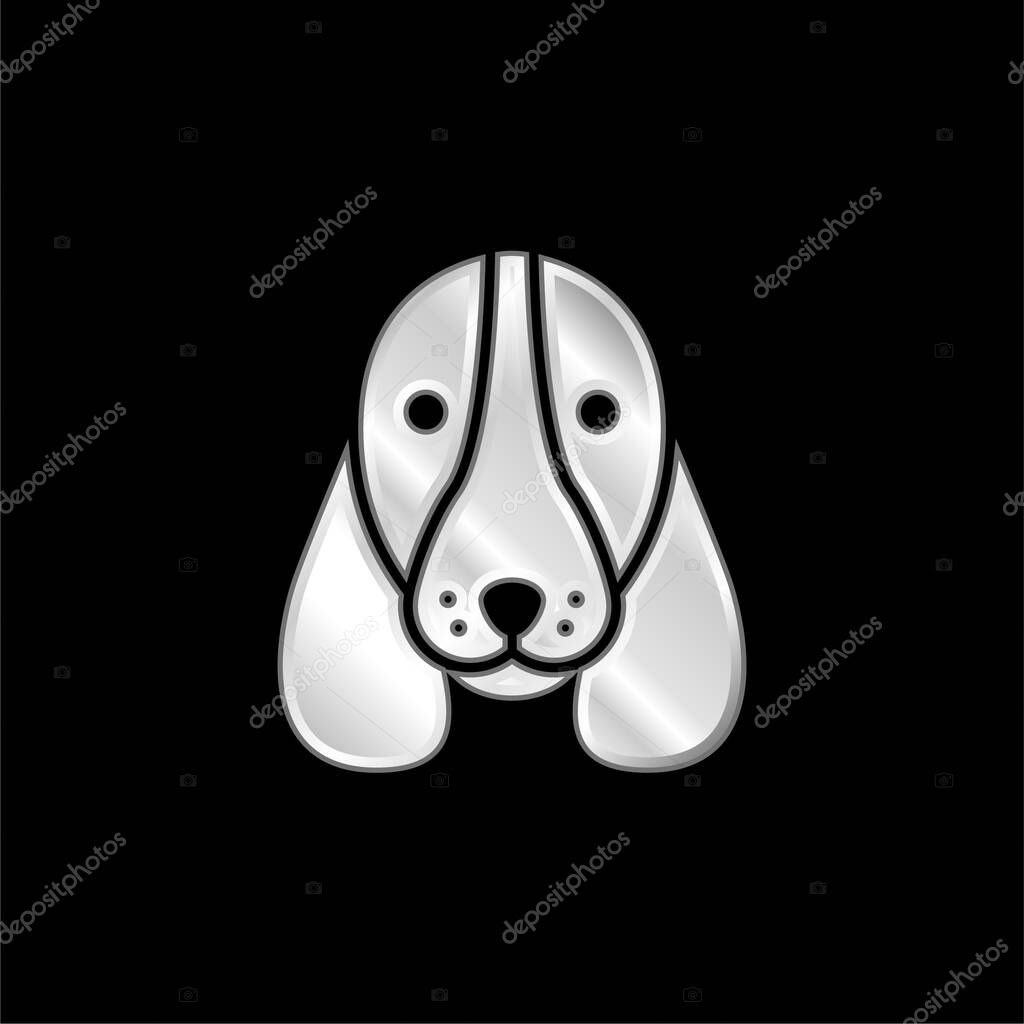 Basset Hound Dog Head silver plated metallic icon