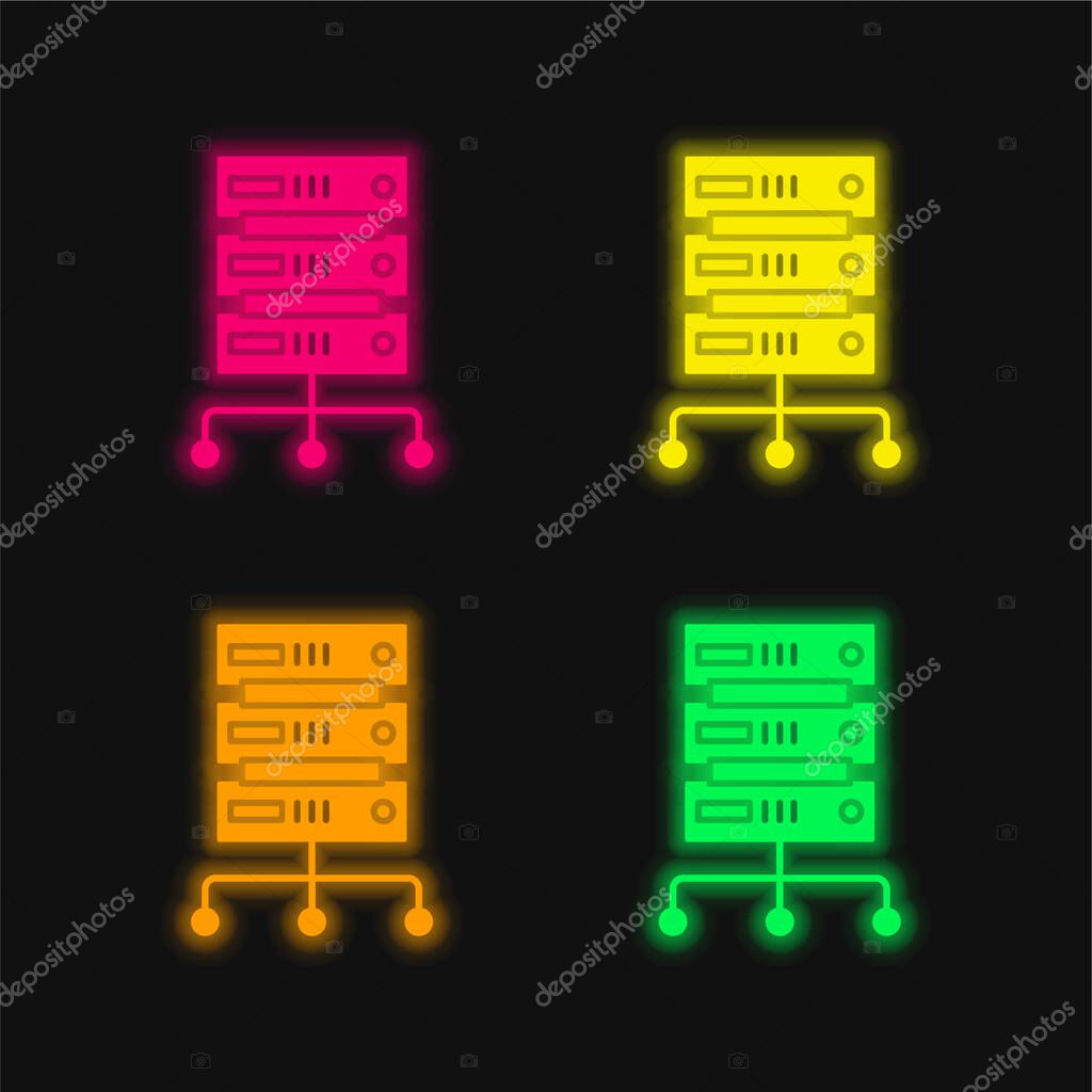 Big Data four color glowing neon vector icon