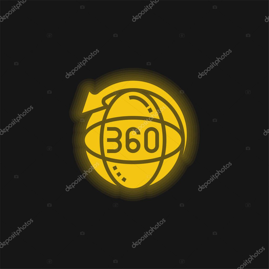 360 yellow glowing neon icon