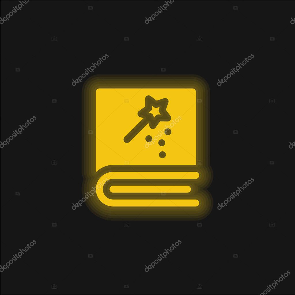 Book yellow glowing neon icon