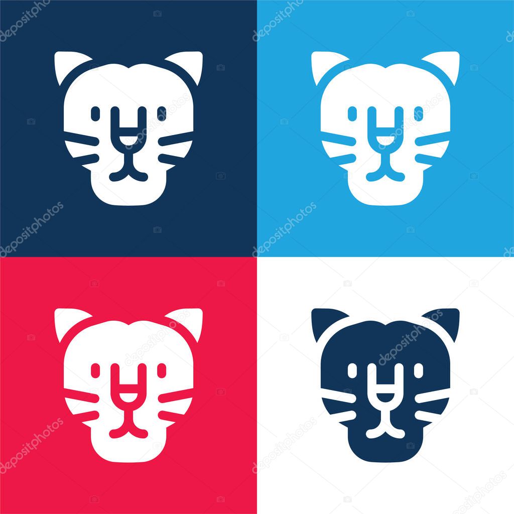 Black Panther blue and red four color minimal icon set