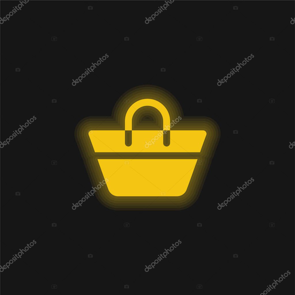 Beach Bag yellow glowing neon icon