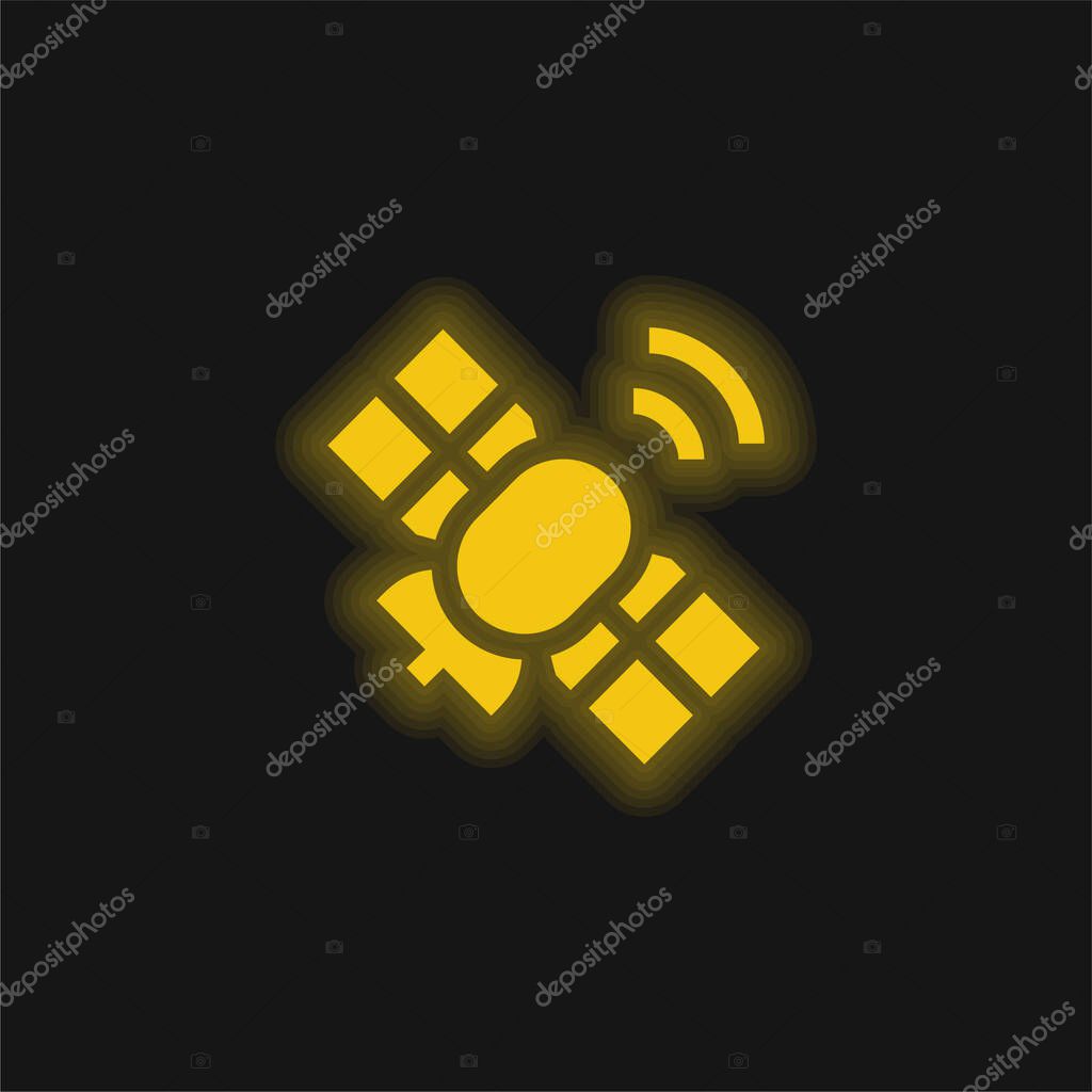 Antenna yellow glowing neon icon