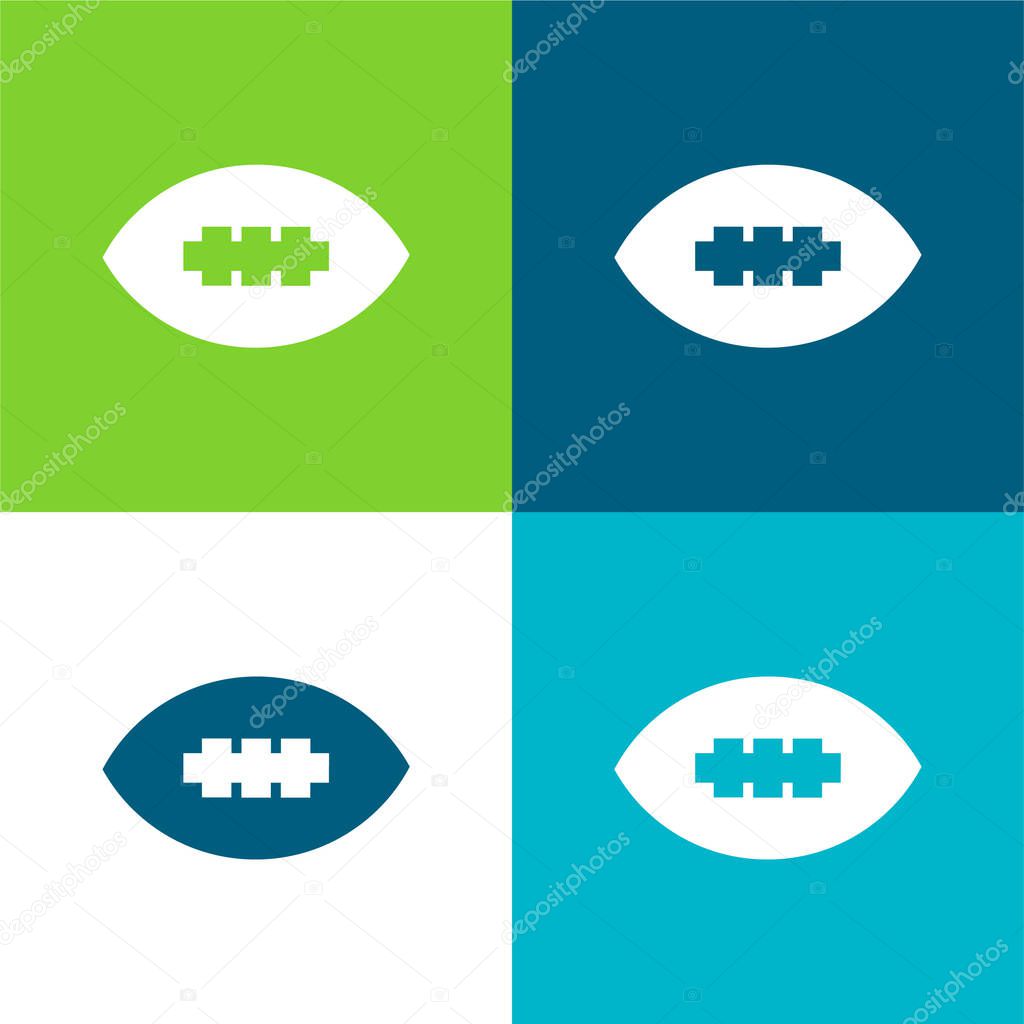 American Football Ball Flat four color minimal icon set