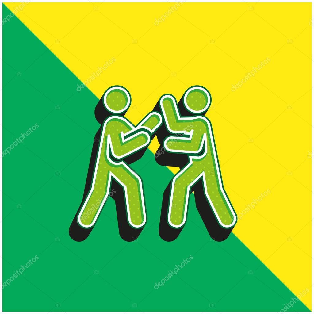 Boxing Green and yellow modern 3d vector icon logo