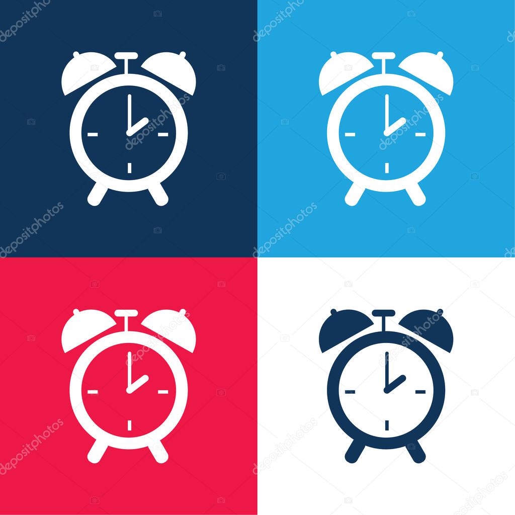 Bedroom Circular Alarm Clock Tool blue and red four color minimal icon set
