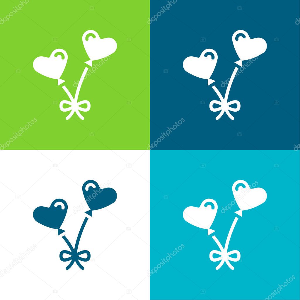 Balloons Flat four color minimal icon set