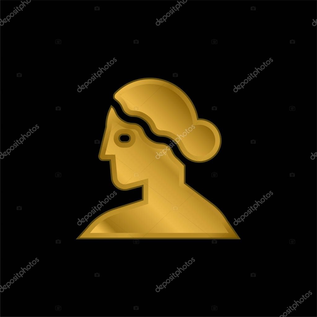 Aphrodite gold plated metalic icon or logo vector