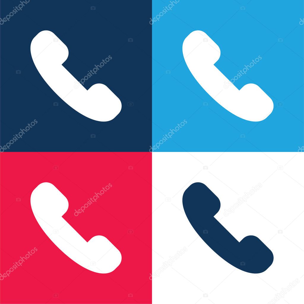 Answer Call blue and red four color minimal icon set