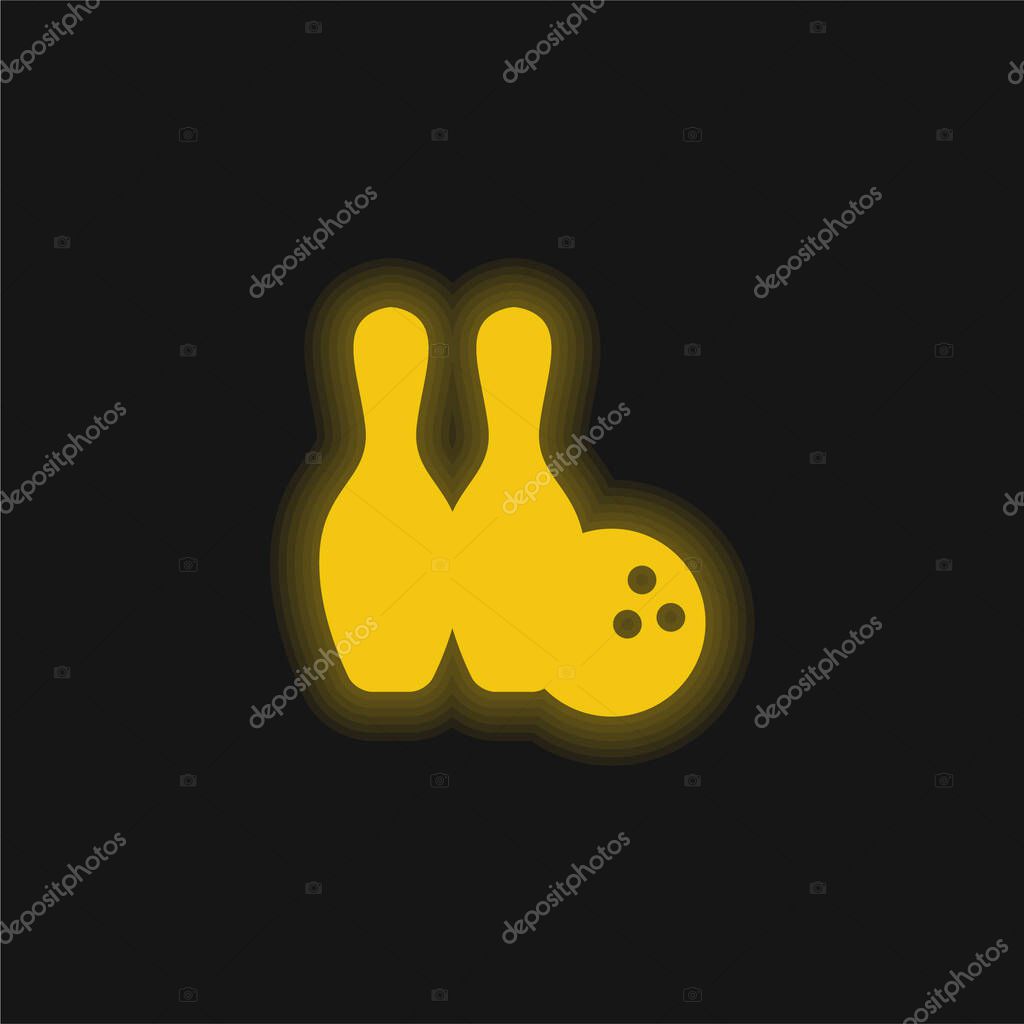 Bowling yellow glowing neon icon