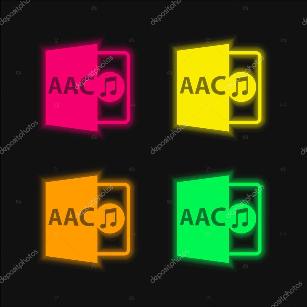 Acc File Format Symbol four color glowing neon vector icon