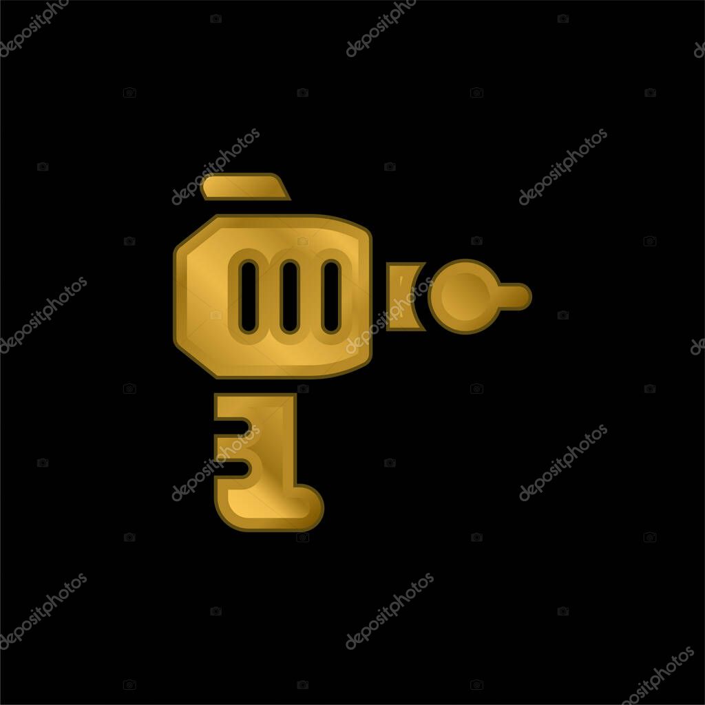 Blaster gold plated metalic icon or logo vector
