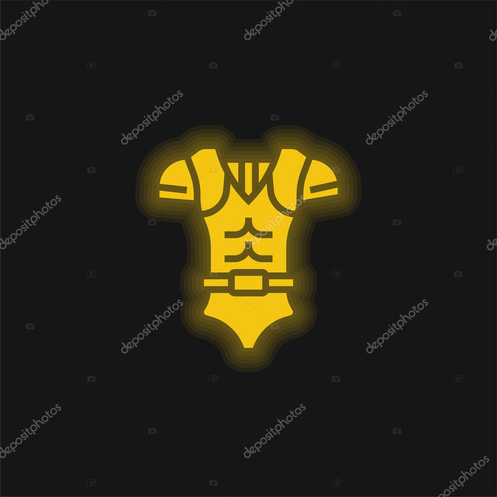 Armor yellow glowing neon icon