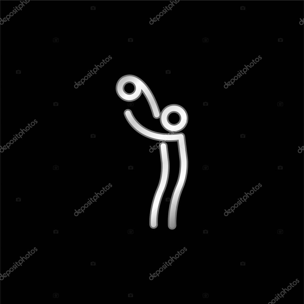 Ball On Stick Man Arms silver plated metallic icon