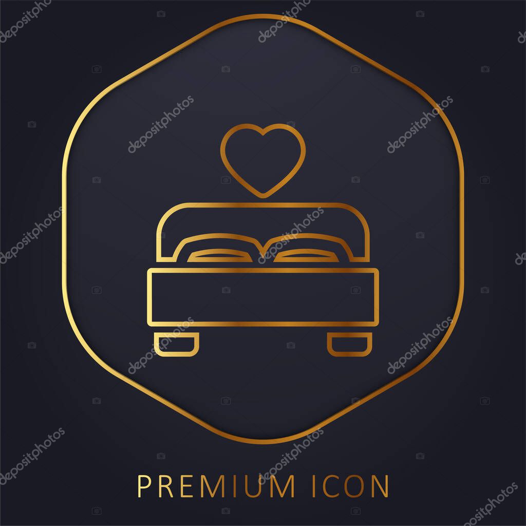 Bed golden line premium logo or icon
