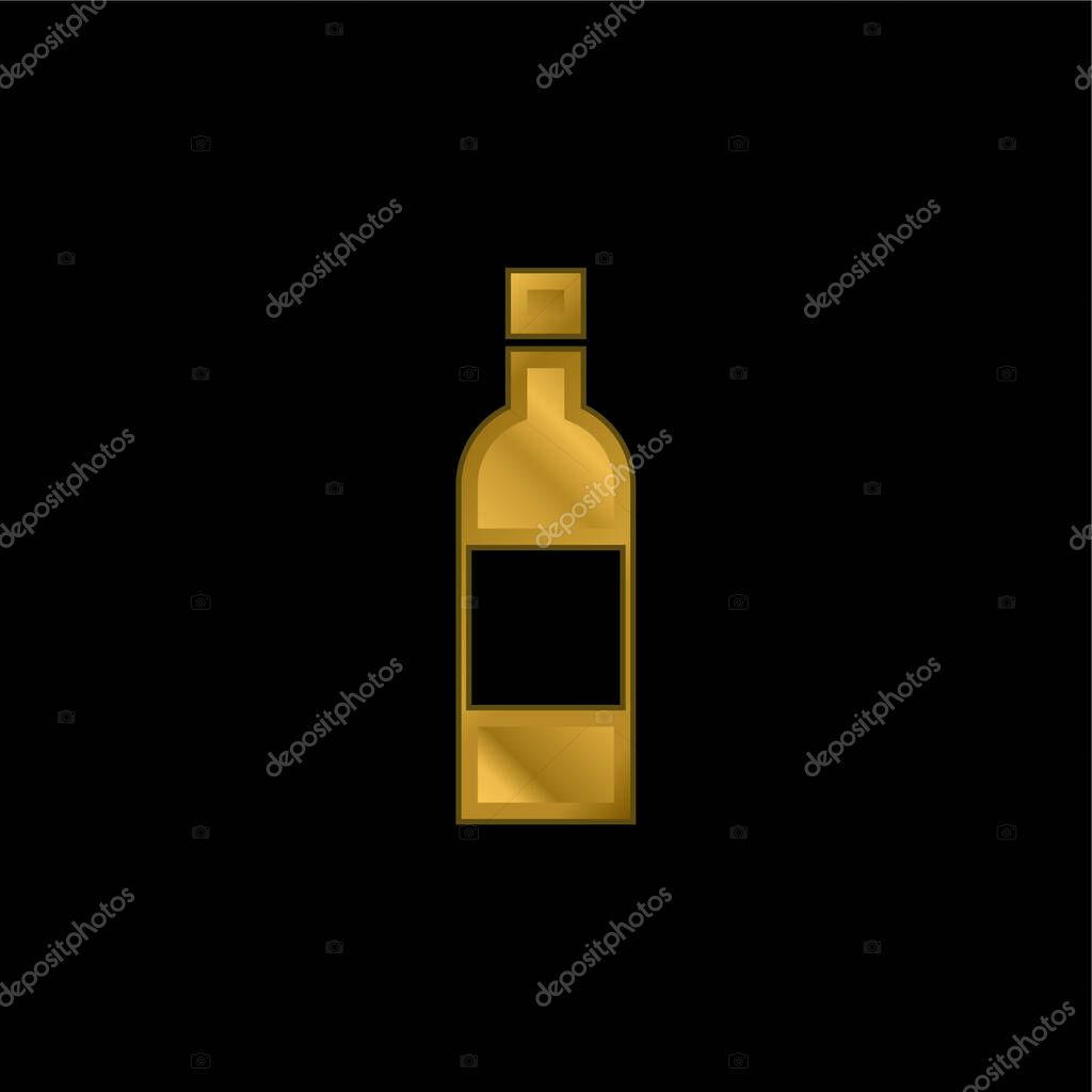 Bottle gold plated metalic icon or logo vector