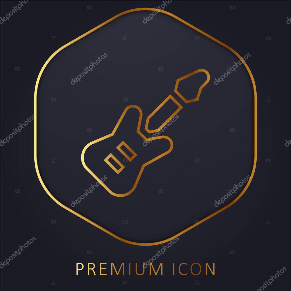 Bass Guitar golden line premium logo or icon