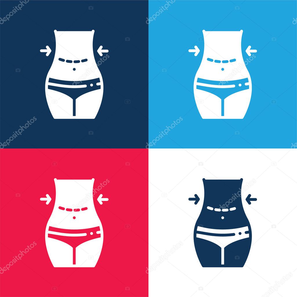 Abdominoplasty blue and red four color minimal icon set