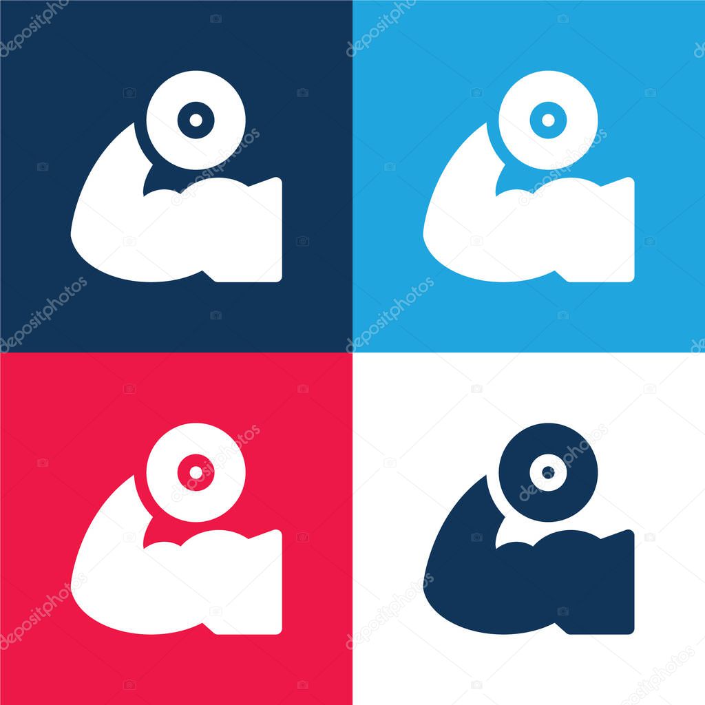 Biceps blue and red four color minimal icon set