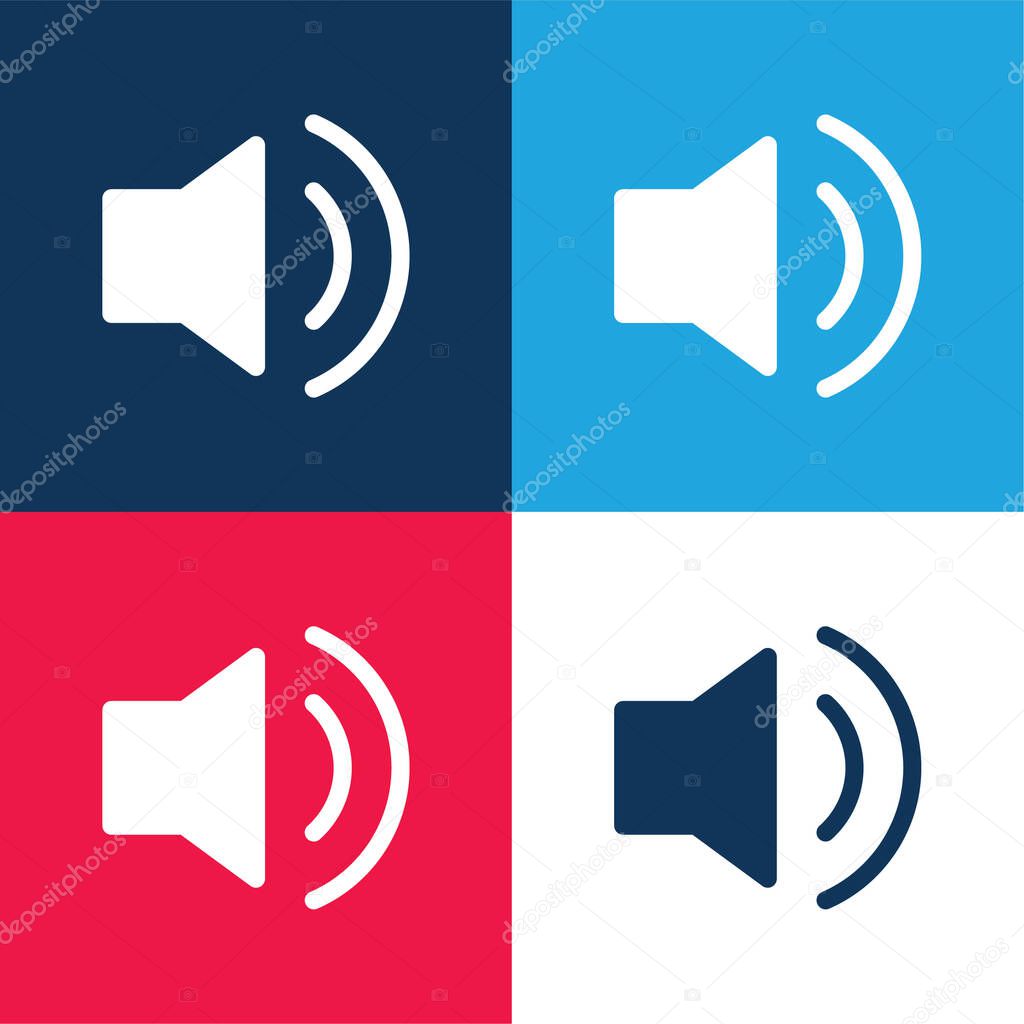 Audio blue and red four color minimal icon set