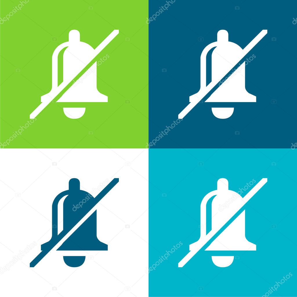 Bell Slash Flat four color minimal icon set