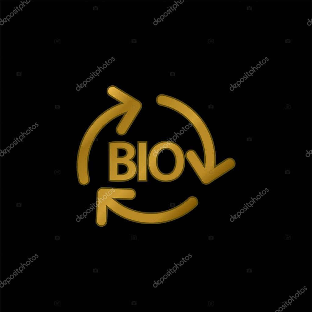 Bio Mass Renewable Energy gold plated metalic icon or logo vector