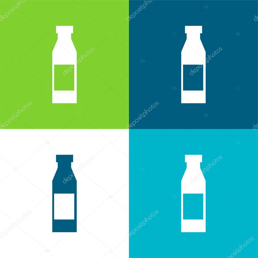 Bottle With Label Flat four color minimal icon set