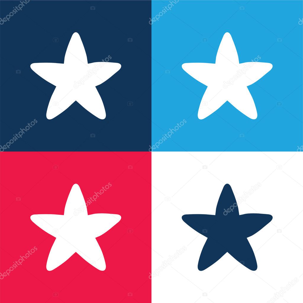 Black Rounded Star blue and red four color minimal icon set