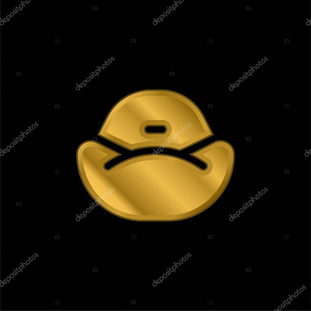 Bean Bag gold plated metalic icon or logo vector