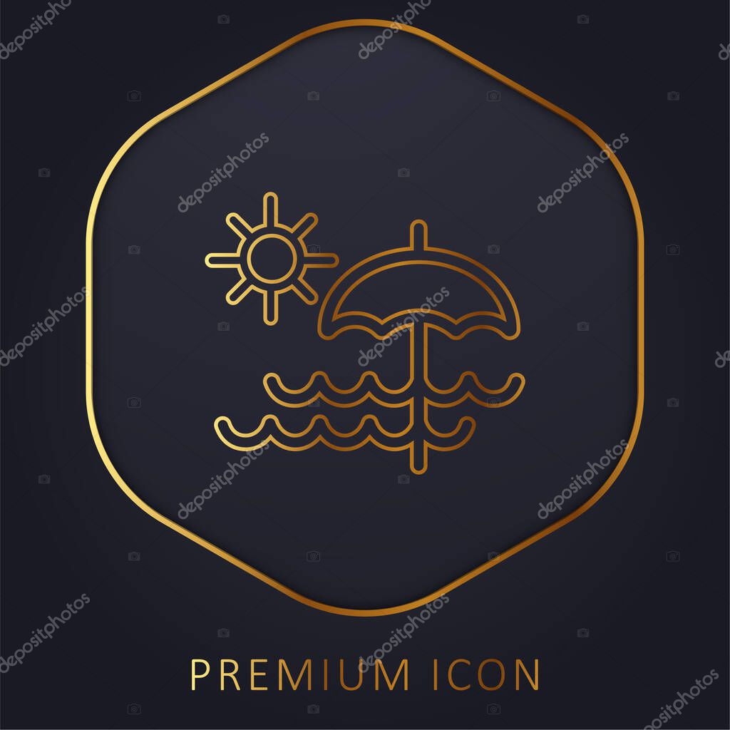 Beach Day golden line premium logo or icon