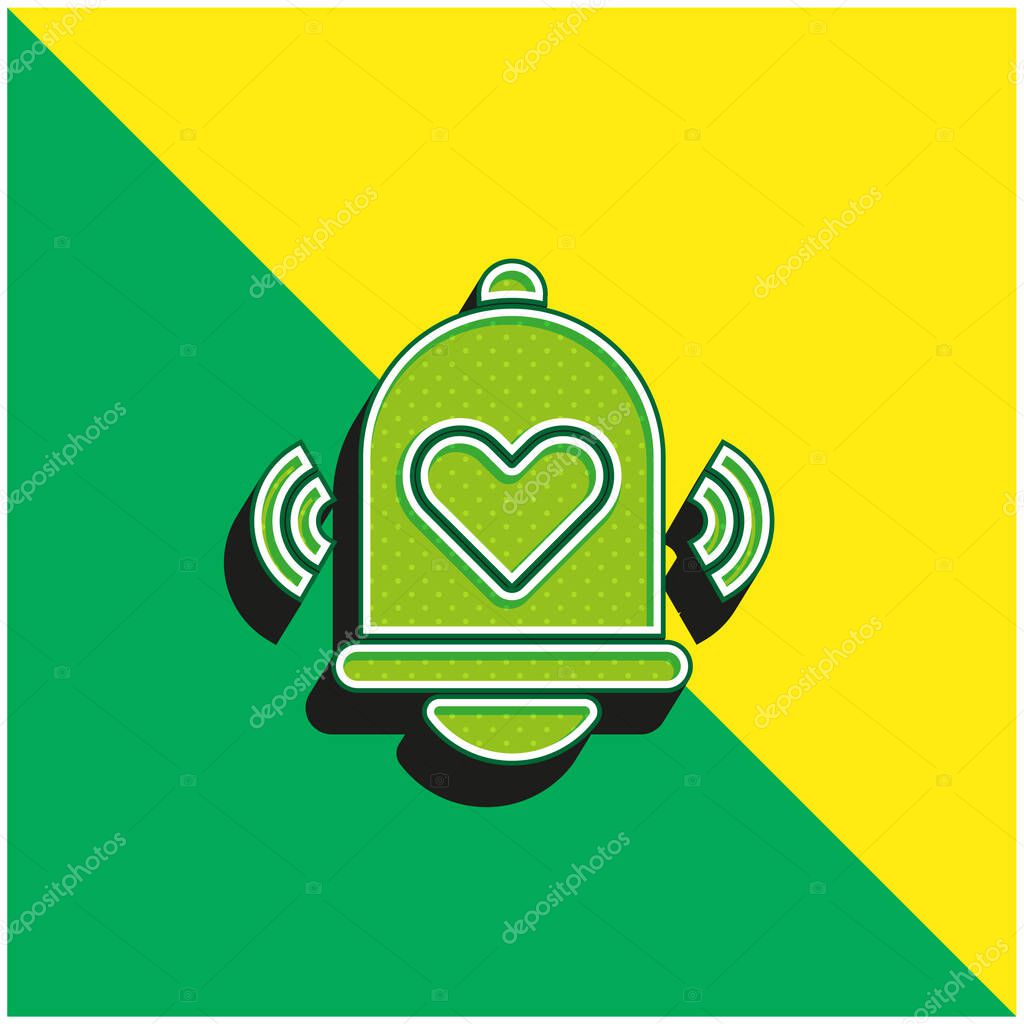 Bell Green and yellow modern 3d vector icon logo