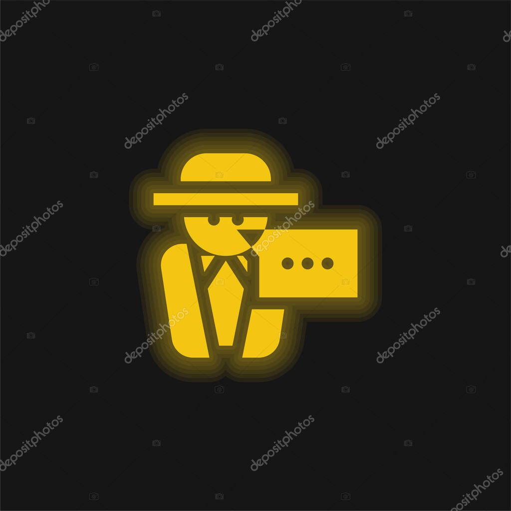 Anonymous Message yellow glowing neon icon