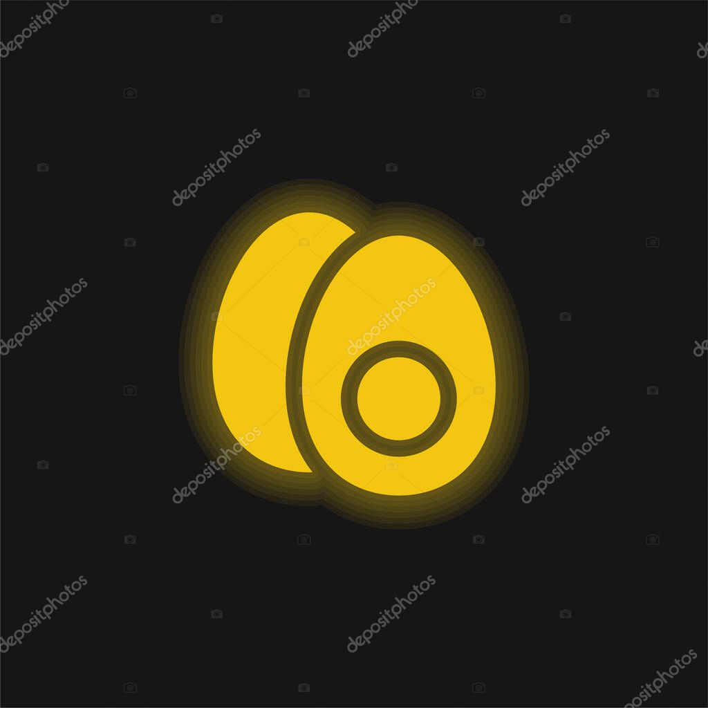 Boiled Egg yellow glowing neon icon