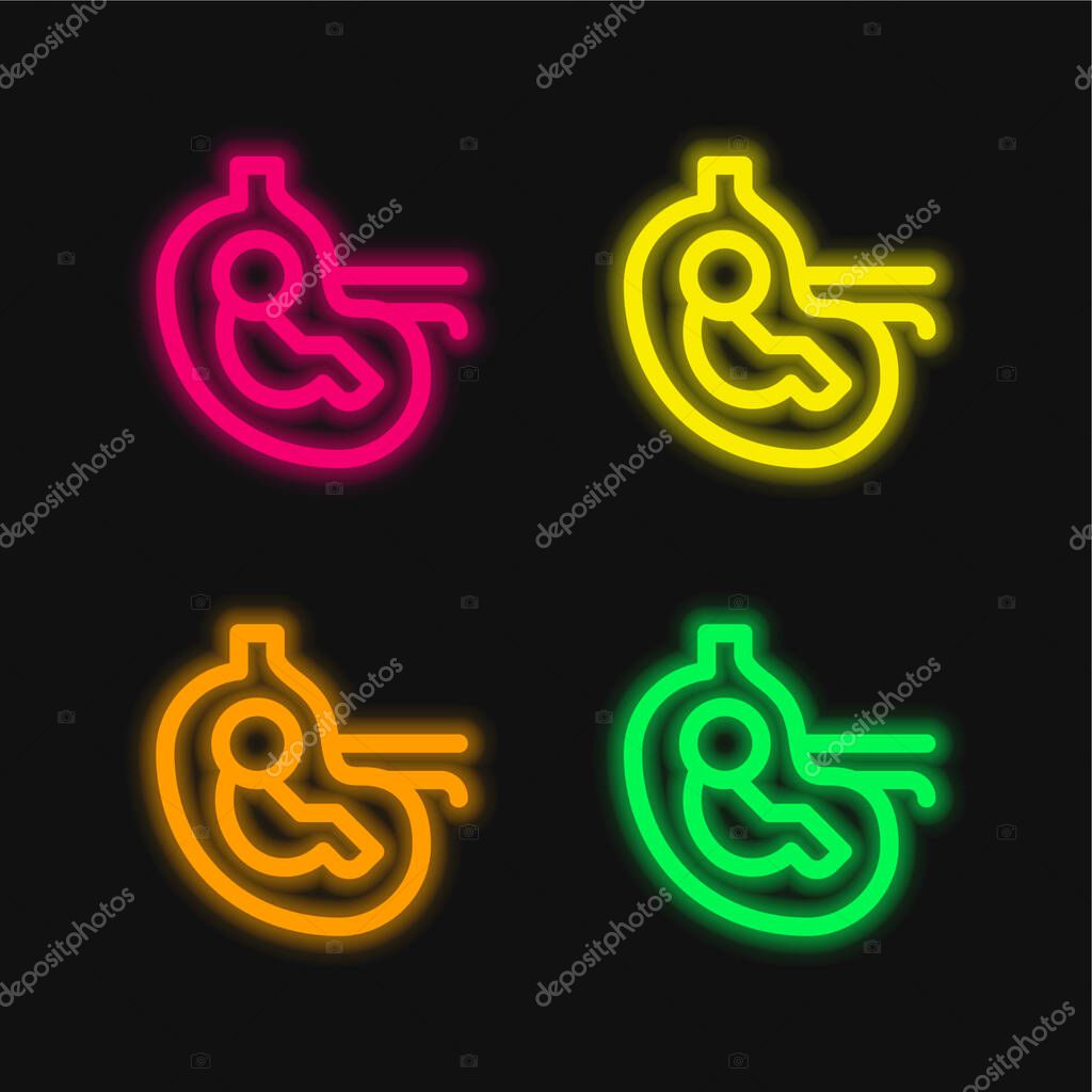 Baby four color glowing neon vector icon