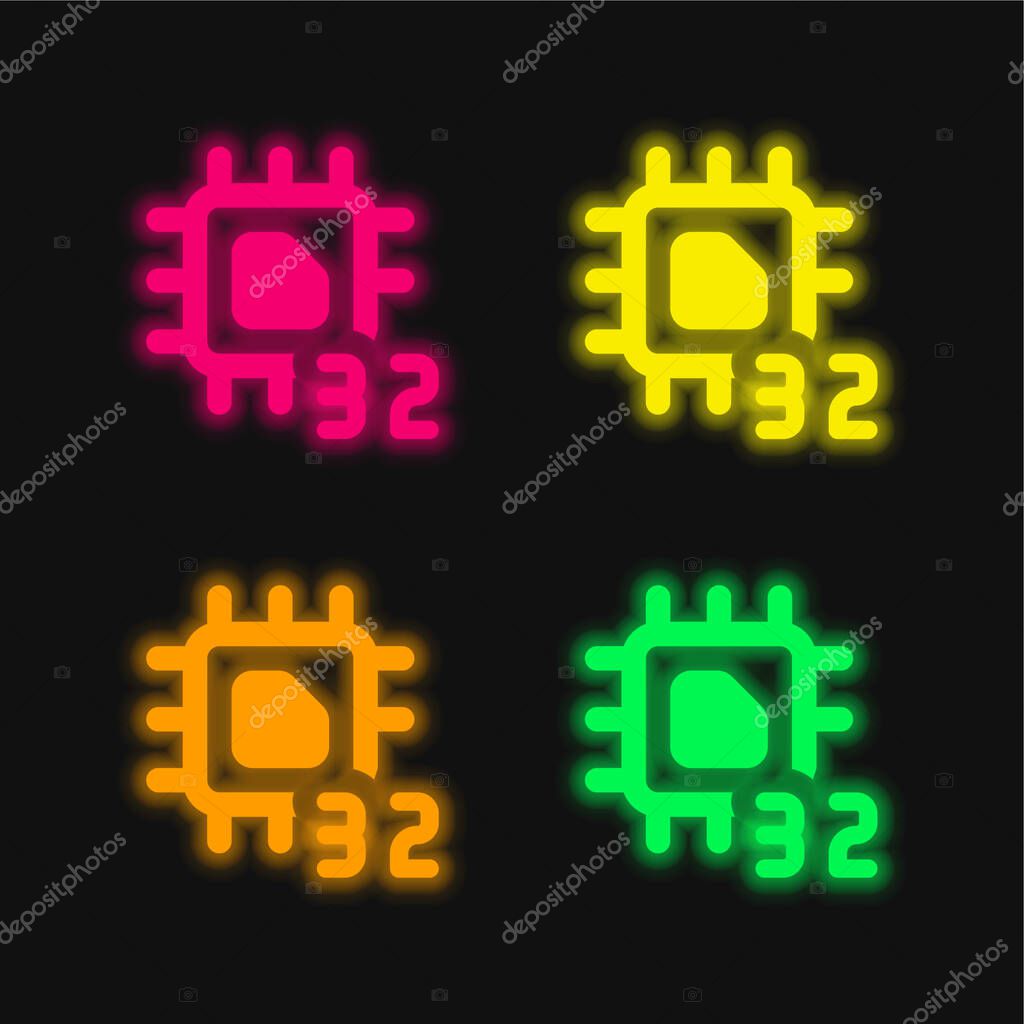 32 Bit four color glowing neon vector icon