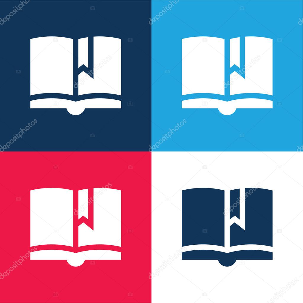 Book blue and red four color minimal icon set