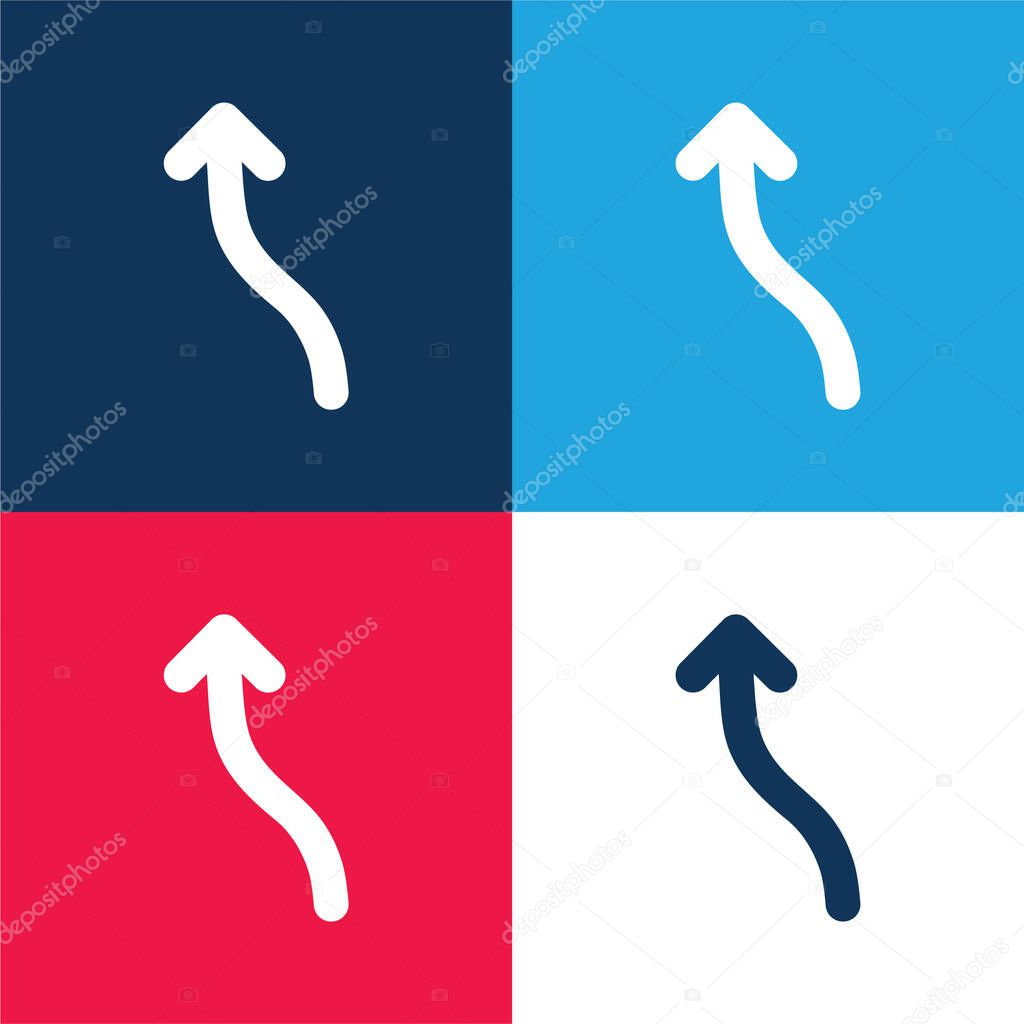 Arrow Wave Pointing Up blue and red four color minimal icon set