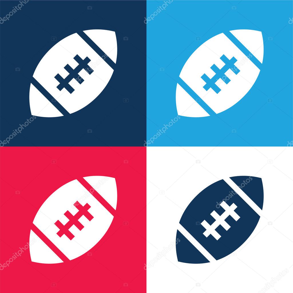 American Football blue and red four color minimal icon set