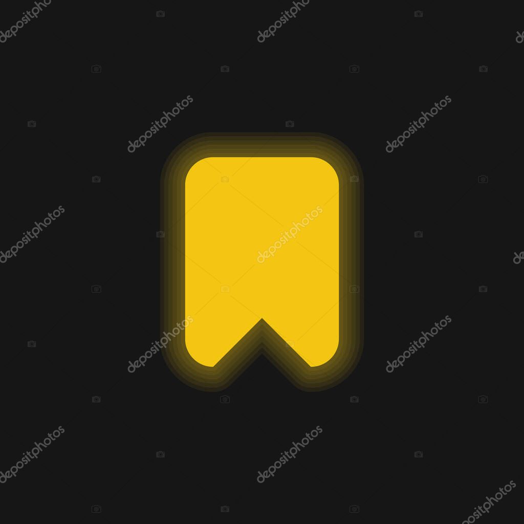 Bookmark Big Black Solid Rounded Interface Symbol yellow glowing neon icon