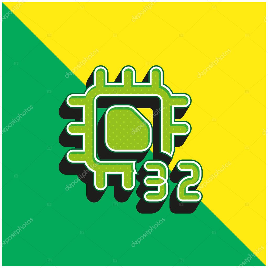 32 Bit Green and yellow modern 3d vector icon logo
