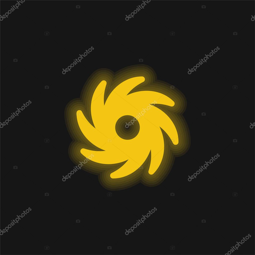 Black Hole yellow glowing neon icon