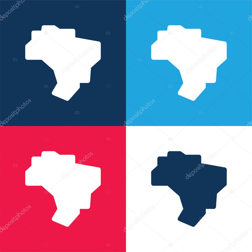 Brazil blue and red four color minimal icon set