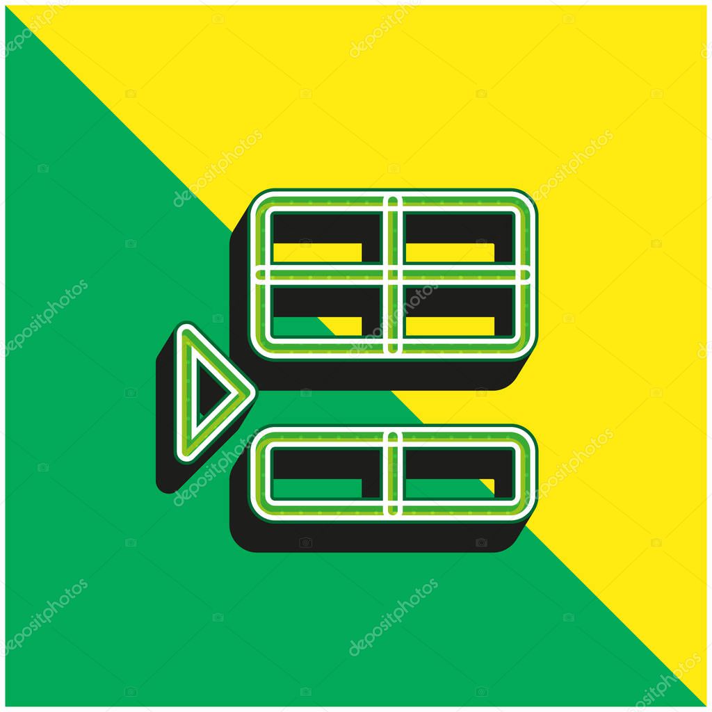 Below Green and yellow modern 3d vector icon logo