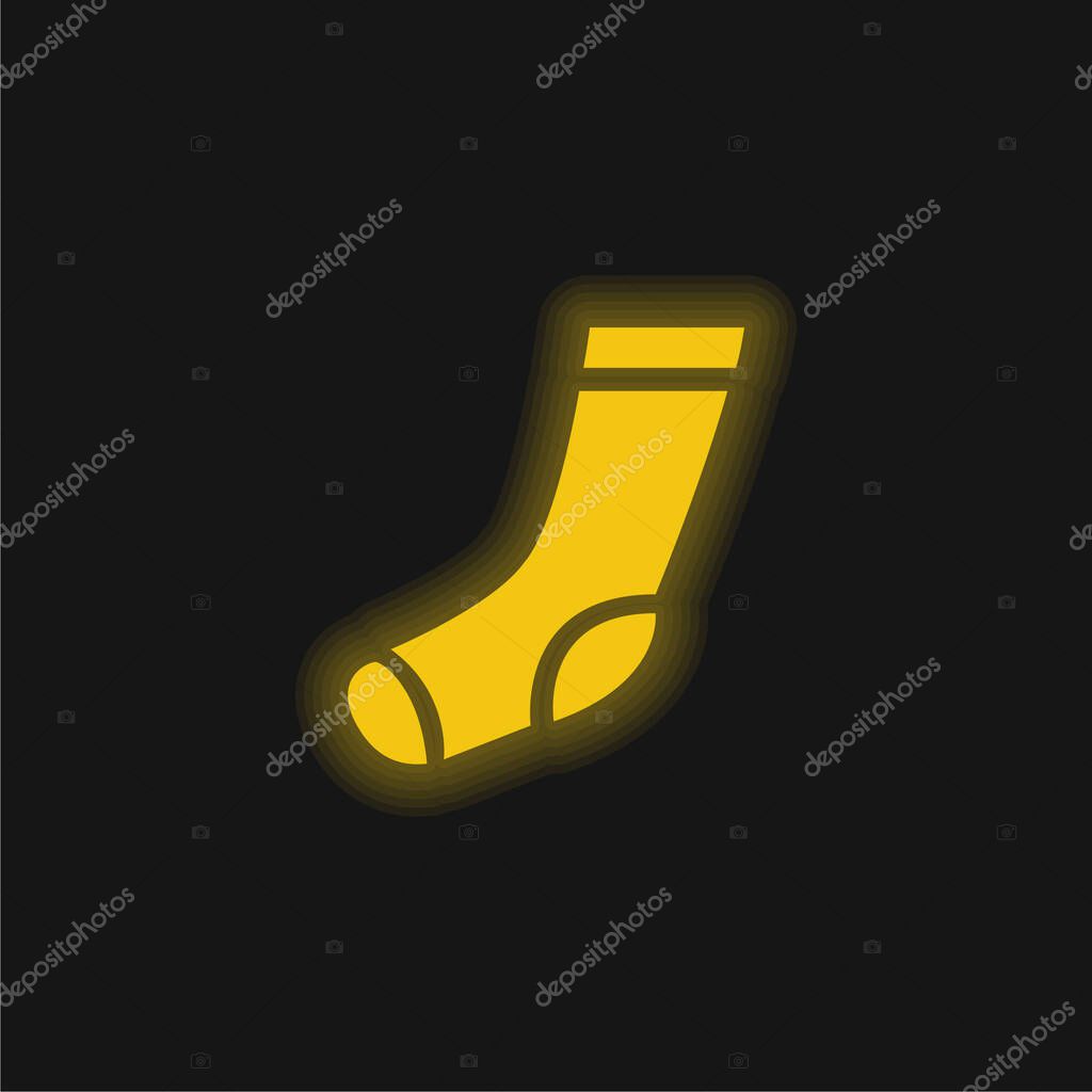 Athletic Sock yellow glowing neon icon