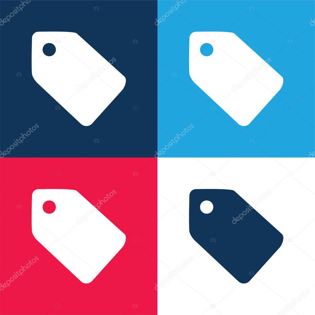 Black Shop Tag blue and red four color minimal icon set