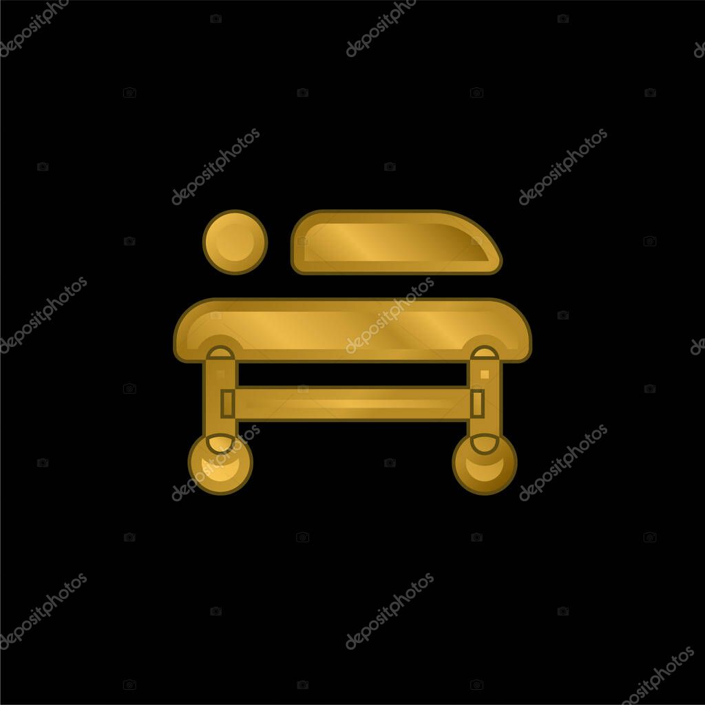 Bed gold plated metalic icon or logo vector